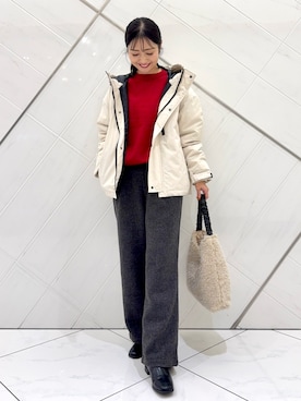 「アイテム（ダウンジャケット/コート）」を使った、井上　裕美さん（レディース・158cm）の秋コーディネート