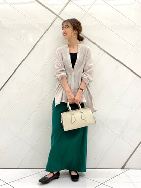 「URBAN RESEARCH DOORS（アーバンリサーチドアーズ）のダブルガーゼバンドカラーシャツ（シャツ/ブラウス）」を使った、井上　裕美さん（レディース・158cm）の秋コーディネート