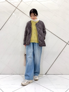 「アイテム（ダウンジャケット/コート）」を使った、井上　裕美さん（レディース・158cm）の秋コーディネート