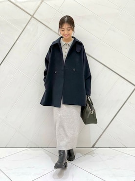 「アイテム（ステンカラーコート）」を使った、井上　裕美さん（レディース・158cm）の秋コーディネート