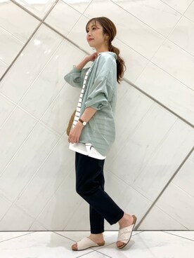 「URBAN RESEARCH DOORS（アーバンリサーチドアーズ）のペーパープレーンショルダーバッグ（ショルダーバッグ）」を使った、井上　裕美さん（レディース・158cm）の夏コーディネート