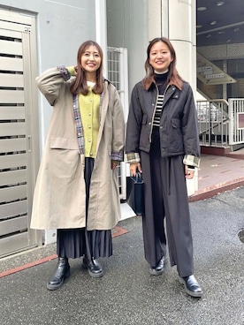 「アイテム（ステンカラーコート）」を使った、井上　裕美さん（レディース・158cm）の秋コーディネート