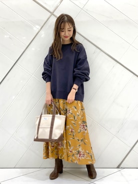 「orcival」｜「アイテム（スウェット）」を使った、イノウエ ユミさん（レディース・158cm）の秋コーディネート