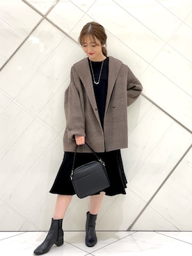 「お出掛けコーデ」｜「アイテム（その他アウター）」を使った、イノウエ ユミさん（レディース・158cm）の秋コーディネート