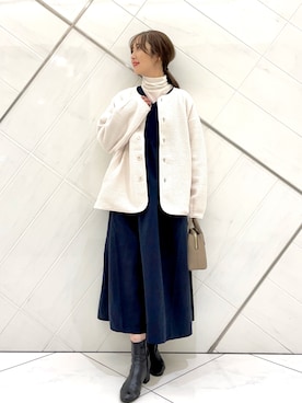 「お出掛けコーデ」｜「アイテム（その他アウター）」を使った、イノウエ ユミさん（レディース・158cm）の秋コーディネート