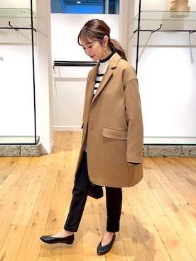 「アーバンリサーチドアーズ」｜「アイテム（チェスターコート）」を使った、井上　裕美さん（レディース・158cm）の秋コーディネート