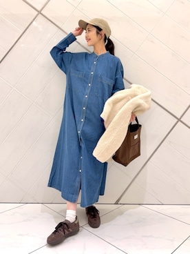 「アイテム（テーラードジャケット）」を使った、井上　裕美さん（レディース・158cm）の秋コーディネート