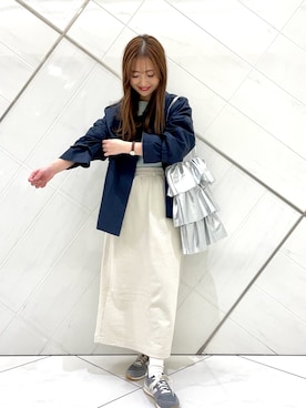 「ママファッション」｜「アイテム（トレンチコート）」を使った、イノウエ ユミさん（レディース・158cm）の春コーディネート