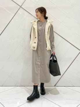 「GYMPHLEX（ジムフレックス）のGYMPHLEX　BOA HOODED VEST（その他アウター）」を使った、井上　裕美さん（レディース・158cm）の秋コーディネート