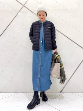 「アイテム（その他アウター）」を使った、井上　裕美さん（レディース・158cm）の秋コーディネート