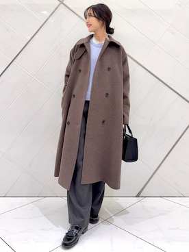 「アイテム（テーラードジャケット、ブラウン系）」を使った、井上　裕美さん（レディース・158cm）の冬コーディネート