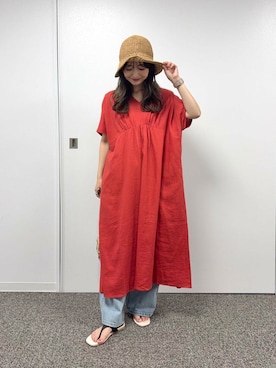 「URTECH」｜「アイテム（帽子）」を使った、イノウエ ユミさん（レディース・158cm）の夏コーディネート