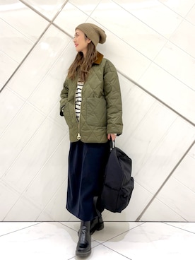 「barbour」｜「アイテム（ダウンジャケット/コート）」を使った、井上　裕美さん（レディース・158cm）の秋コーディネート