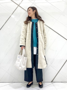 「FORK&SPOON」｜「アイテム（ノーカラージャケット）」を使った、井上　裕美さん（レディース・158cm）の秋コーディネート