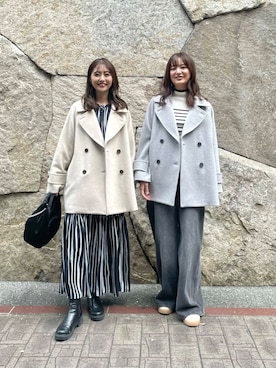 「アイテム（ピーコート）」を使った、井上　裕美さん（レディース・158cm）の秋コーディネート