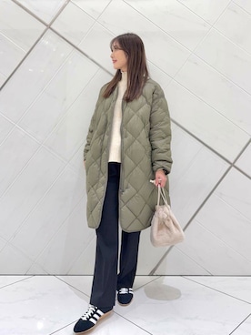 「寒い」｜「アイテム（ダウンジャケット/コート）」を使った、井上　裕美さん（レディース・158cm）の冬コーディネート