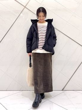 「おでかけコーデ」｜「アイテム（ダウンジャケット/コート）」を使った、井上　裕美さん（レディース・158cm）の冬コーディネート