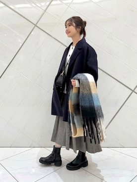 「URBAN RESEARCH DOORS（アーバンリサーチドアーズ）のウールリバーテーラードコート（その他アウター）」を使った、井上　裕美さん（レディース・158cm）の秋コーディネート