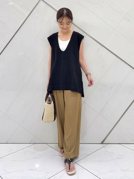「URBAN RESEARCH DOORS（アーバンリサーチドアーズ）の『UVカット/接触冷感/吸水速乾』ドライタッチリラックスパンツ（その他パンツ）」を使った、井上　裕美さん（レディース・158cm）の夏コーディネート