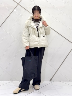 「アイテム（ダウンジャケット/コート）」を使った、井上　裕美さん（レディース・158cm）の秋コーディネート