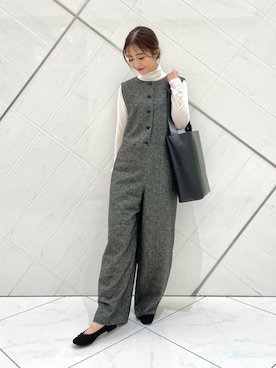 「骨格ウェーブ」｜「アイテム（オールインワン・サロペット）」を使った、井上　裕美さん（レディース・158cm）の秋コーディネート