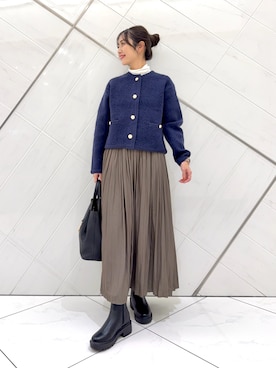 「アイテム（ブーツ）」を使った、井上　裕美さん（レディース・158cm）の秋コーディネート