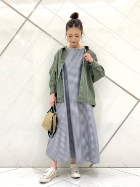 「アイテム（ワンピース/ドレス、ブルー系）」を使った、イノウエ ユミさん（レディース・158cm）の冬コーディネート