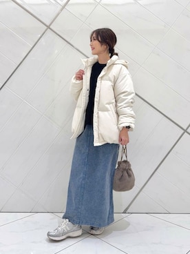 「寒い」｜「アイテム（ダウンジャケット/コート）」を使った、井上　裕美さん（レディース・158cm）の冬コーディネート