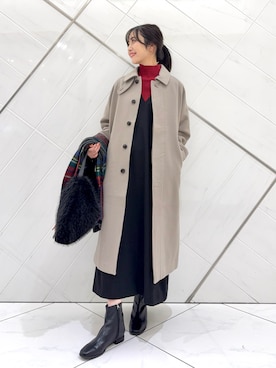 「アイテム（ワンピース）」を使った、井上　裕美さん（レディース・158cm）の秋コーディネート