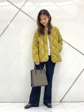 「マスタード」｜「アイテム（ブルゾン）」を使った、イノウエ ユミさん（レディース・158cm）の秋コーディネート