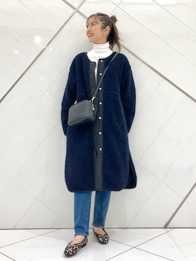 「FORK&SPOON」｜「アイテム（ノーカラージャケット）」を使った、井上　裕美さん（レディース・158cm）の秋コーディネート