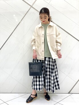 「春カラー」｜「アイテム（カバーオール）」を使った、イノウエ ユミさん（レディース・158cm）の春コーディネート