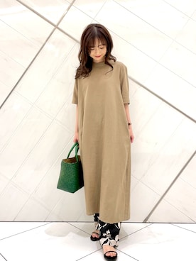 「URBAN RESEARCH DOORS（アーバンリサーチドアーズ）のリネンコットンバックリボンワンピース（ワンピース）」を使った、井上　裕美さん（レディース・158cm）の春コーディネート