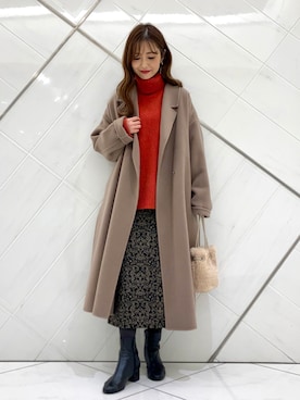 「アーバンリサーチドアーズ」｜「アイテム（チェスターコート）」を使った、井上　裕美さん（レディース・158cm）の冬コーディネート