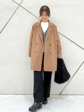 「URBAN RESEARCH DOORS（アーバンリサーチドアーズ）のウールリバーテーラードコート（その他アウター）」を使った、井上　裕美さん（レディース・158cm）の冬コーディネート