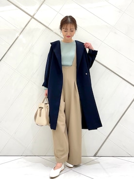 「ミントグリーン」｜「アイテム（その他アウター）」を使った、井上　裕美さん（レディース・158cm）の春コーディネート