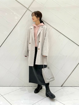 「URBAN RESEARCH DOORS（アーバンリサーチドアーズ）のウールリバーテーラードコート（その他アウター）」を使った、井上　裕美さん（レディース・158cm）の秋コーディネート