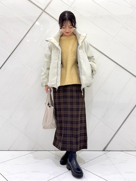 「アイテム（ダウンジャケット/コート）」を使った、井上　裕美さん（レディース・158cm）の秋コーディネート