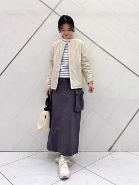 「Snow Peak（スノーピーク）のアイテム」を使った、井上　裕美さん（レディース・159cm）の春コーディネート