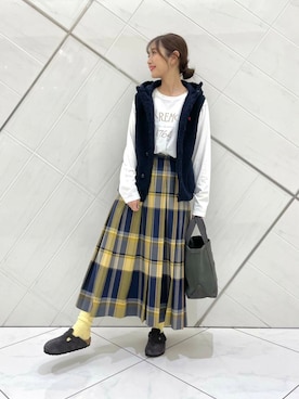 「GYMPHLEX（ジムフレックス）のGYMPHLEX　BOA HOODED VEST（その他アウター）」を使った、井上　裕美さん（レディース・158cm）の秋コーディネート