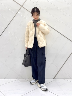 「アイテム（ダウンジャケット/コート）」を使った、井上　裕美さん（レディース・158cm）の秋コーディネート