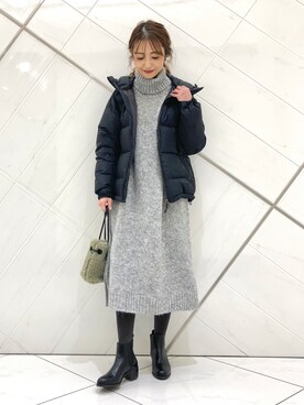 「RODE SKO」｜「アイテム（ダウンジャケット/コート）」を使った、イノウエ ユミさん（レディース・158cm）の冬コーディネート