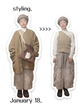 「ファッションの力を信じよう」｜「アイテム（その他トップス）」を使った、kinokonokoさん（レディース・152cm）の冬コーディネート