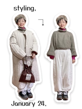 「select MOCA（セレクトモカ）のアイテム（ノーカラーコート）」を使った、kinokonokoさん（レディース・152cm）の冬コーディネート
