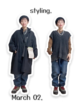 「I am I in fact...（アイアムアイインファクト）のアイテム（モッズコート）」を使った、kinokonokoさん（レディース・152cm）の春コーディネート