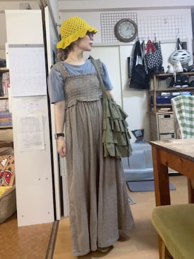 「アイテム（ニットキャップ/ビーニー）」を使った、kinokonokoさん（レディース・152cm）の夏コーディネート