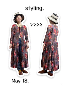 「アイテム（マスク、パープル系）」を使った、kinokonokoさん（レディース・152cm）の春コーディネート