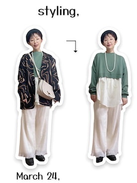 「ロングヘア」｜「アイテム（ハンチング/ベレー帽）」を使った、kinokonokoさん（レディース・152cm）の春コーディネート
