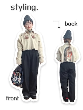 「ロングヘア」｜「アイテム（ニットキャップ/ビーニー）」を使った、kinokonokoさん（レディース・152cm）の秋コーディネート