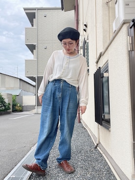 「アイテム（ハンチング/ベレー帽）」を使った、kinokonokoさん（レディース・152cm）の秋コーディネート